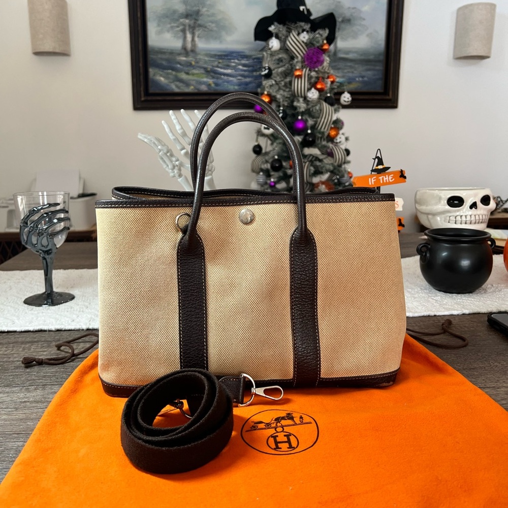 SALE!Hermes Garden Party Tan and Brown Canvas Tote Bag - Picture 14 of 14